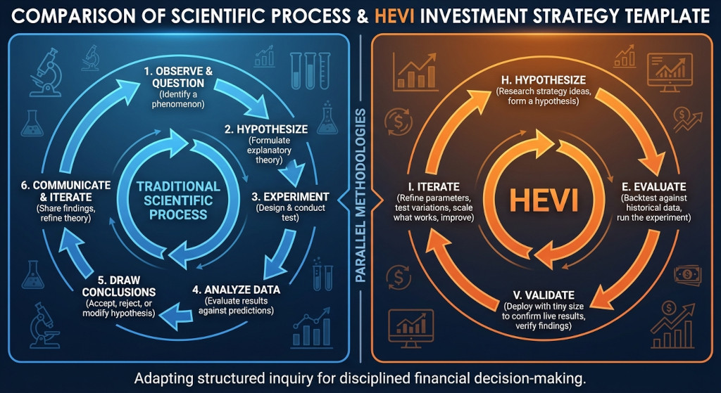 The HEVI Method: Mapping the scientific process to trading — Hypothesize, Evaluate, Validate, Iterate