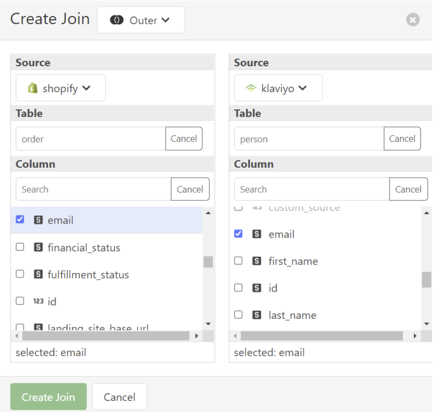 Cross platform Join Example