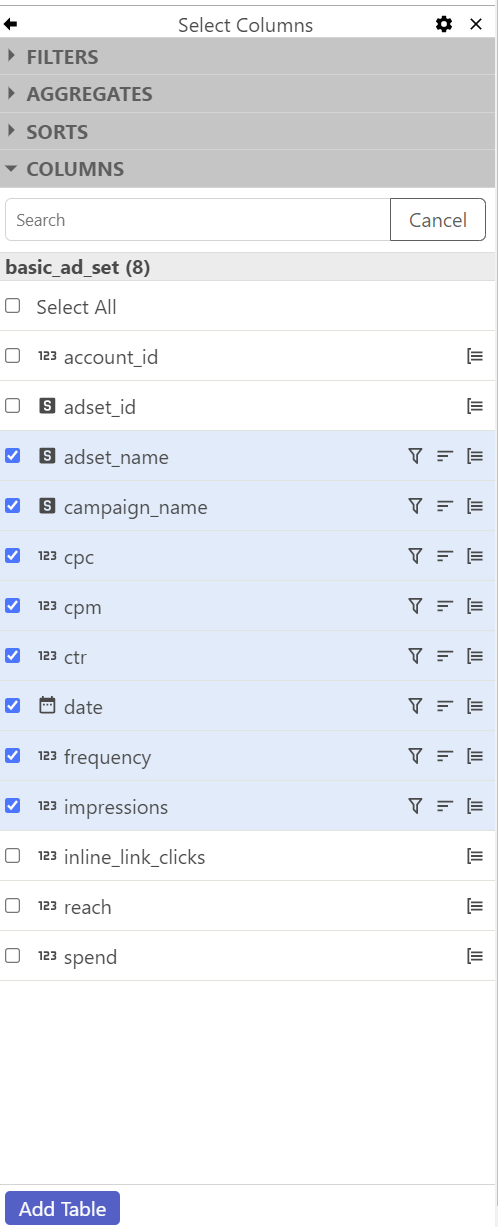 Add Data Table