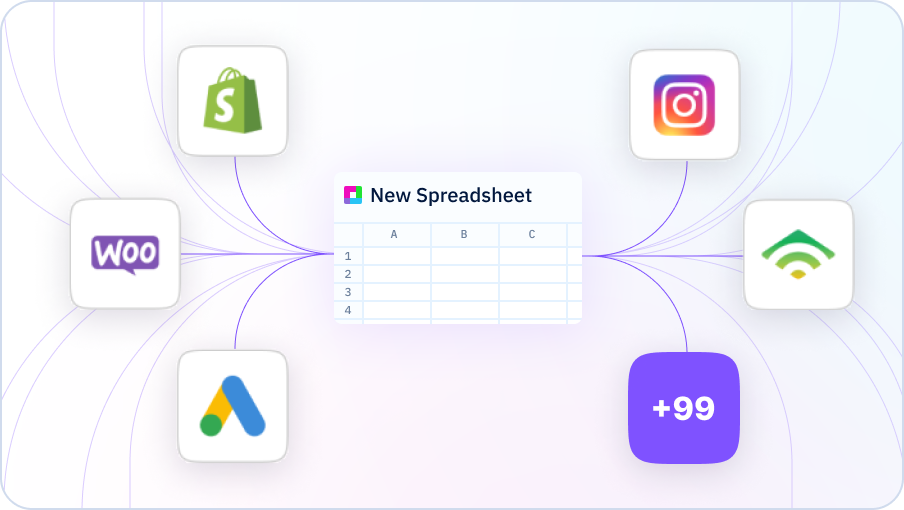 Sourcetable makes it simple to use spreadsheet formulas to connect any data source, like Stripe, Shopify, or MySQL and over 100+ applications and databases.