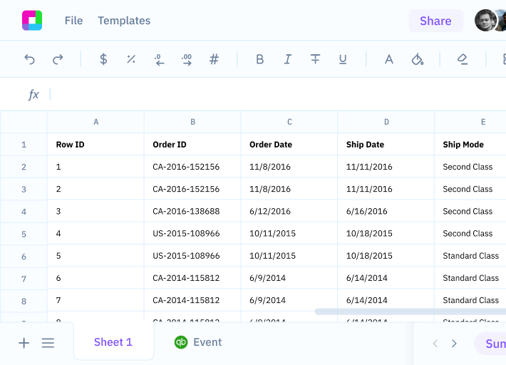 Sourcetable's spreadsheet user interface